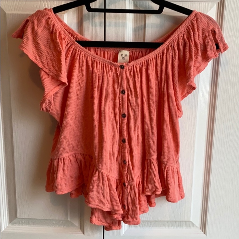 Neon coral Free people shirt